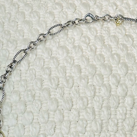 David Yurman 32” Oval Link 925 Sterling Silver 18K Gold Figaro Chain Necklace - Picture 5 of 10